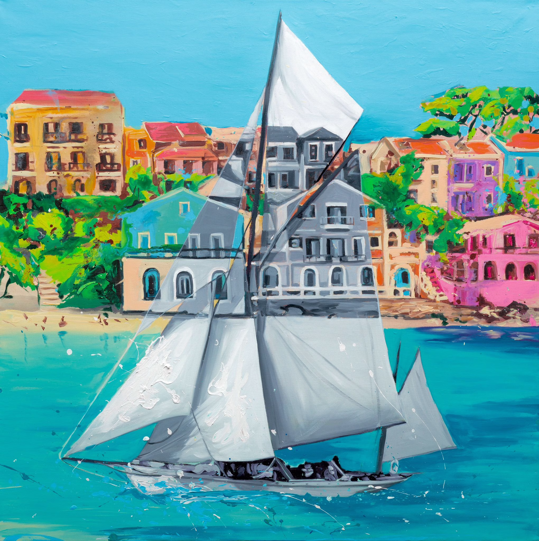 ASOS — original painting by SILVI The Artist. Sailing series 2025. Mixed media on canvas 100x100cm.