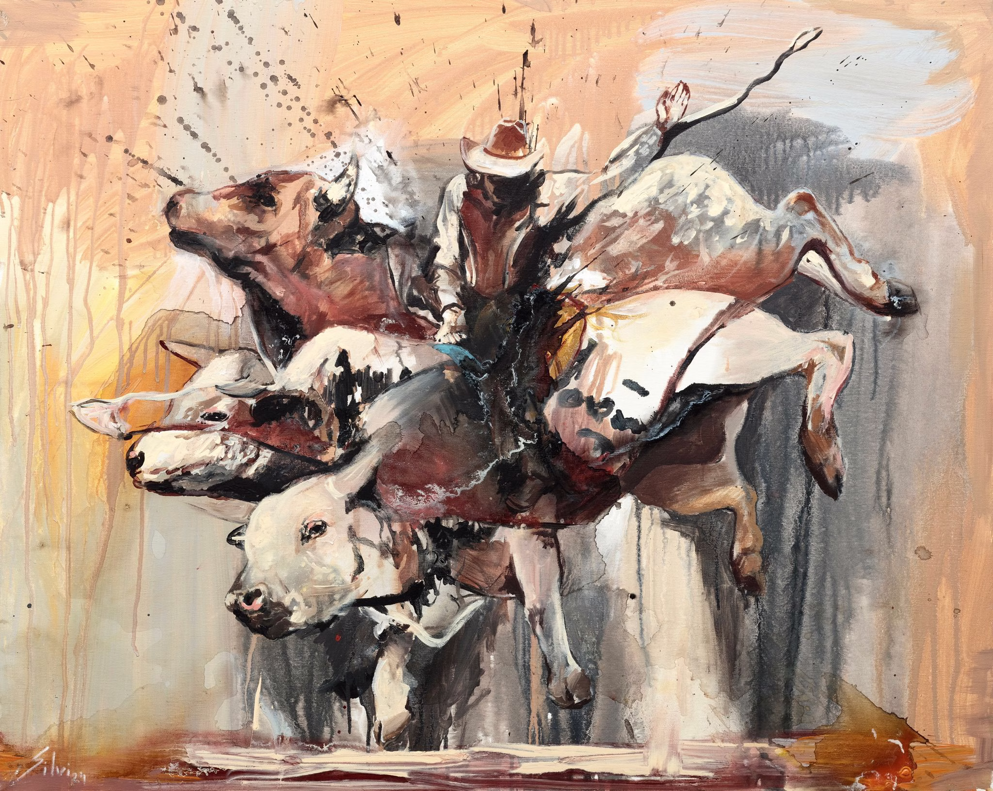CYCLONE — original painting by SILVI The Artist. Rodeo series 2024. Acrylic on canvas 80x100cm.