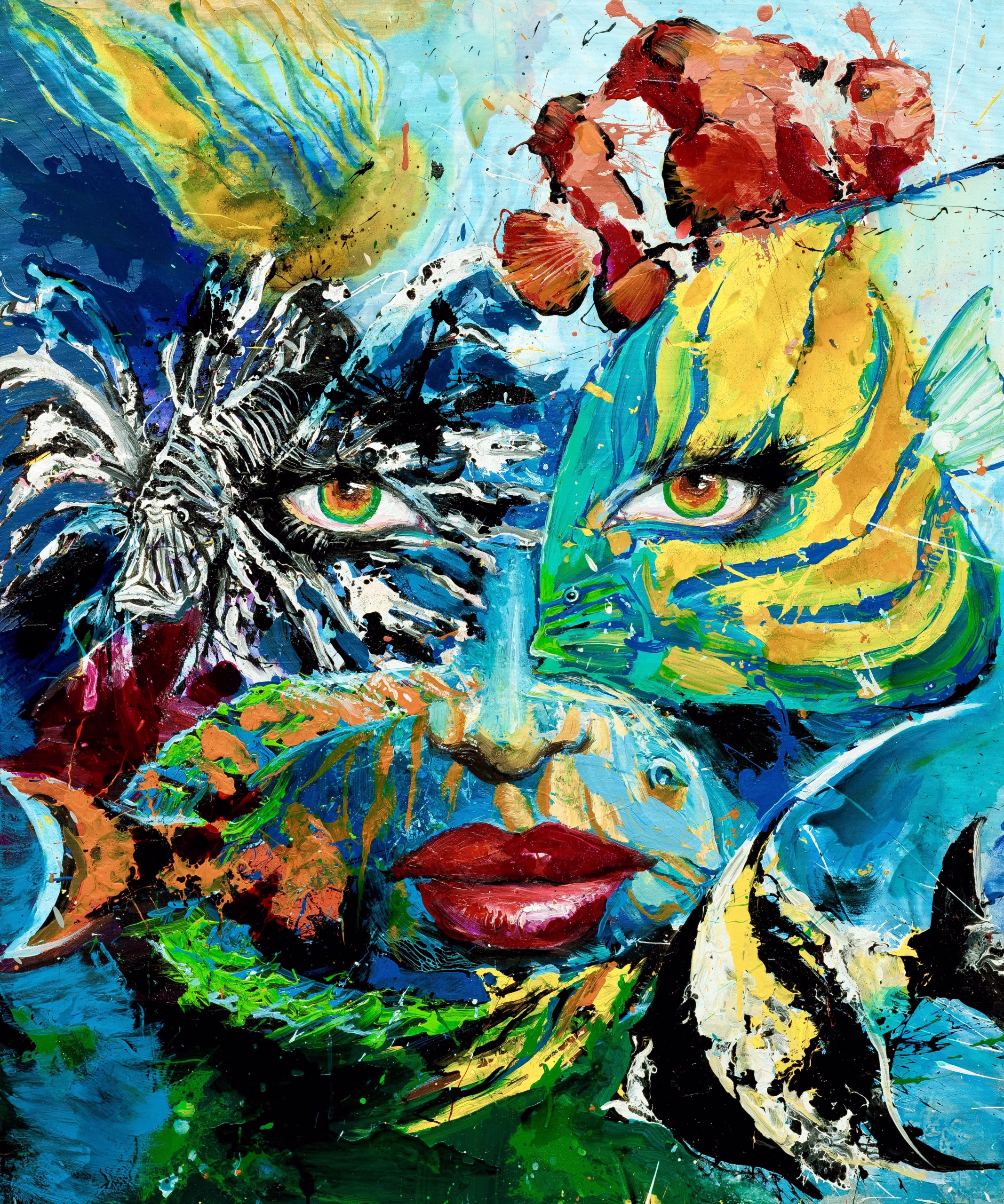 Aqua - Original painting by SILVI The Artist, Women Era series