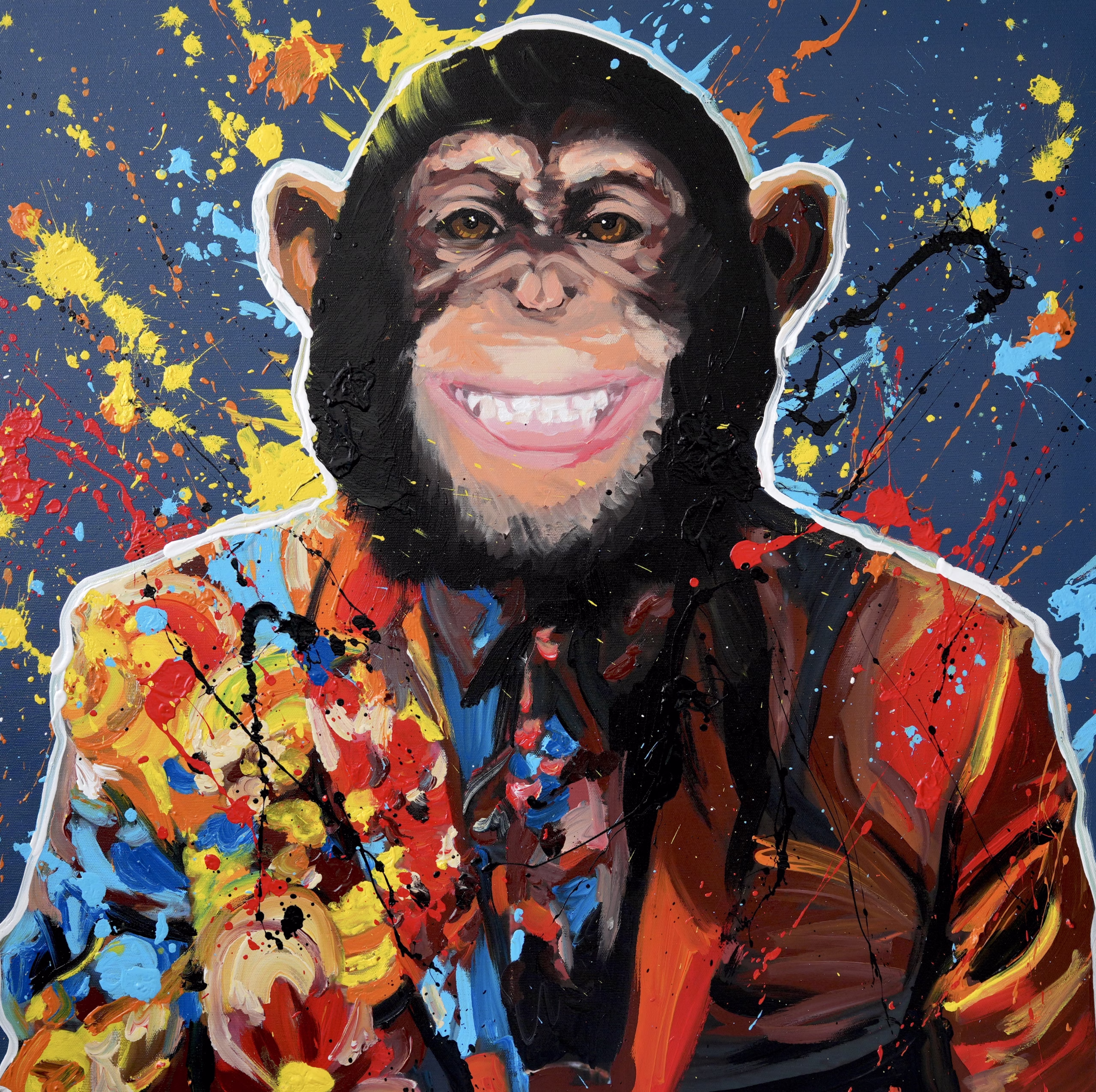 Chimp in Costume - Original painting by SILVI The Artist, Mix series