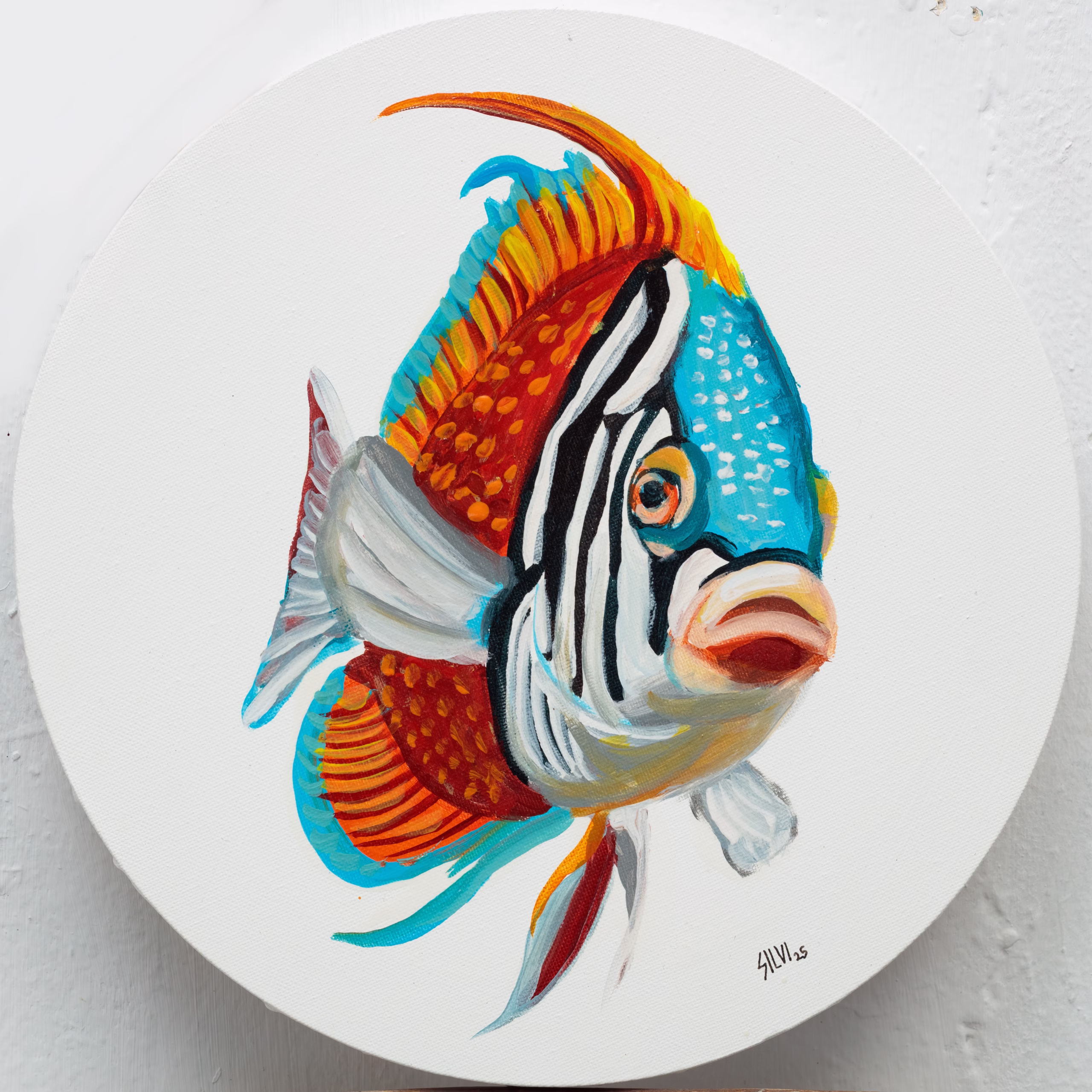 Circle Fish - Original painting by SILVI The Artist, Fish Series series