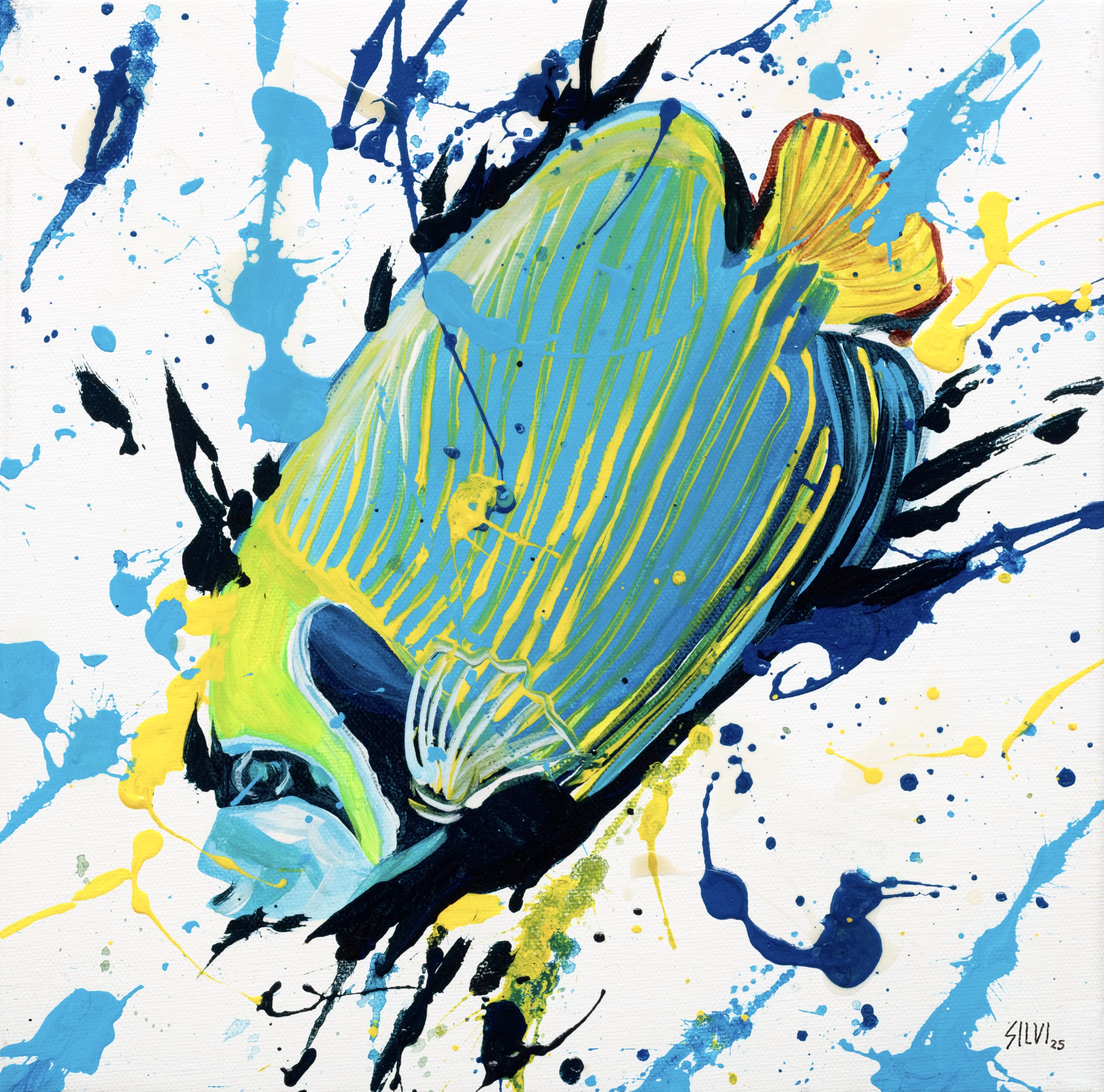Emperor Angelfish - Original painting by SILVI The Artist, Fish Series series