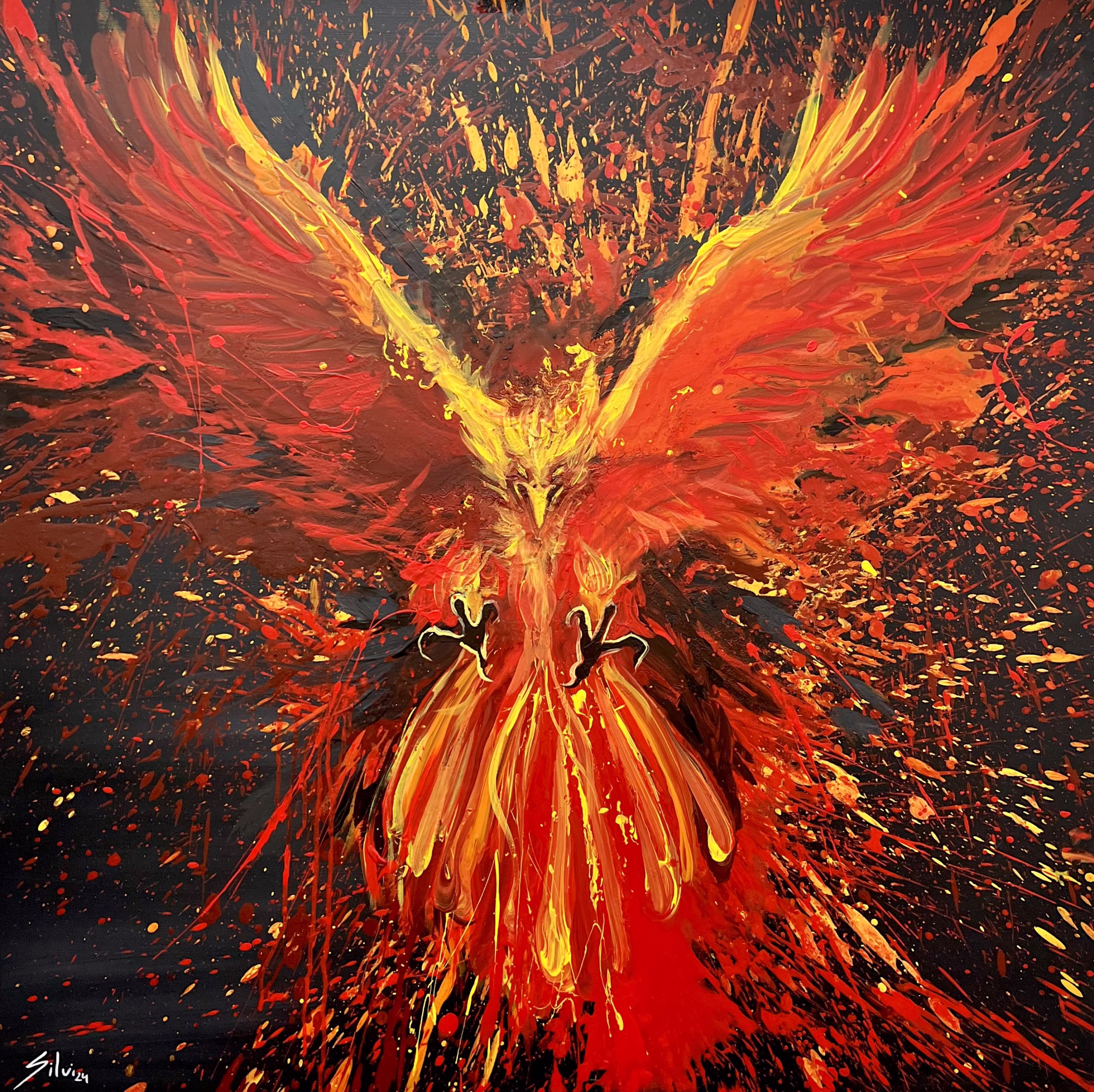 Fire Phoenix - Original painting by SILVI The Artist, Mix series
