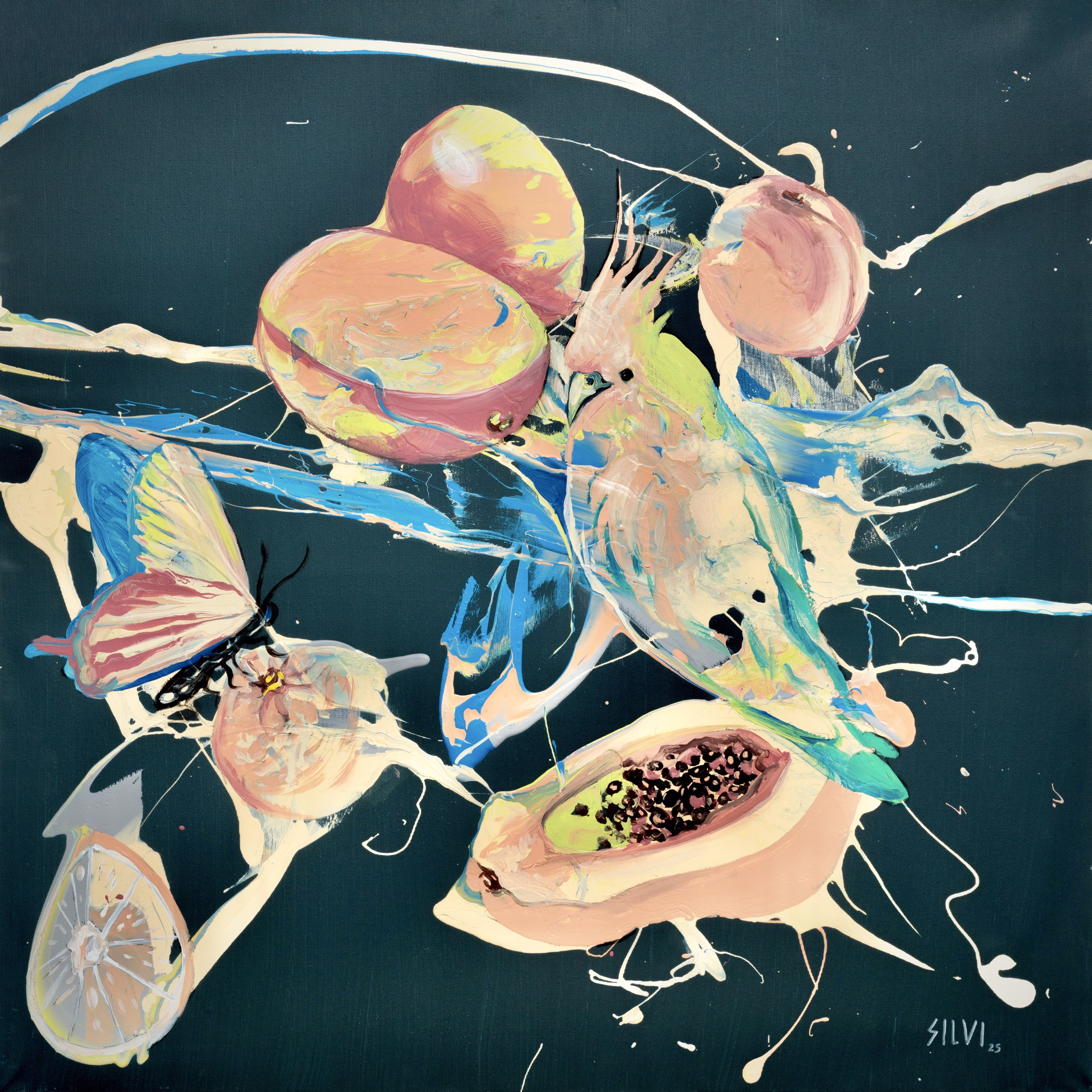 Flawless - Original painting by SILVI The Artist, Liquid Bloom series