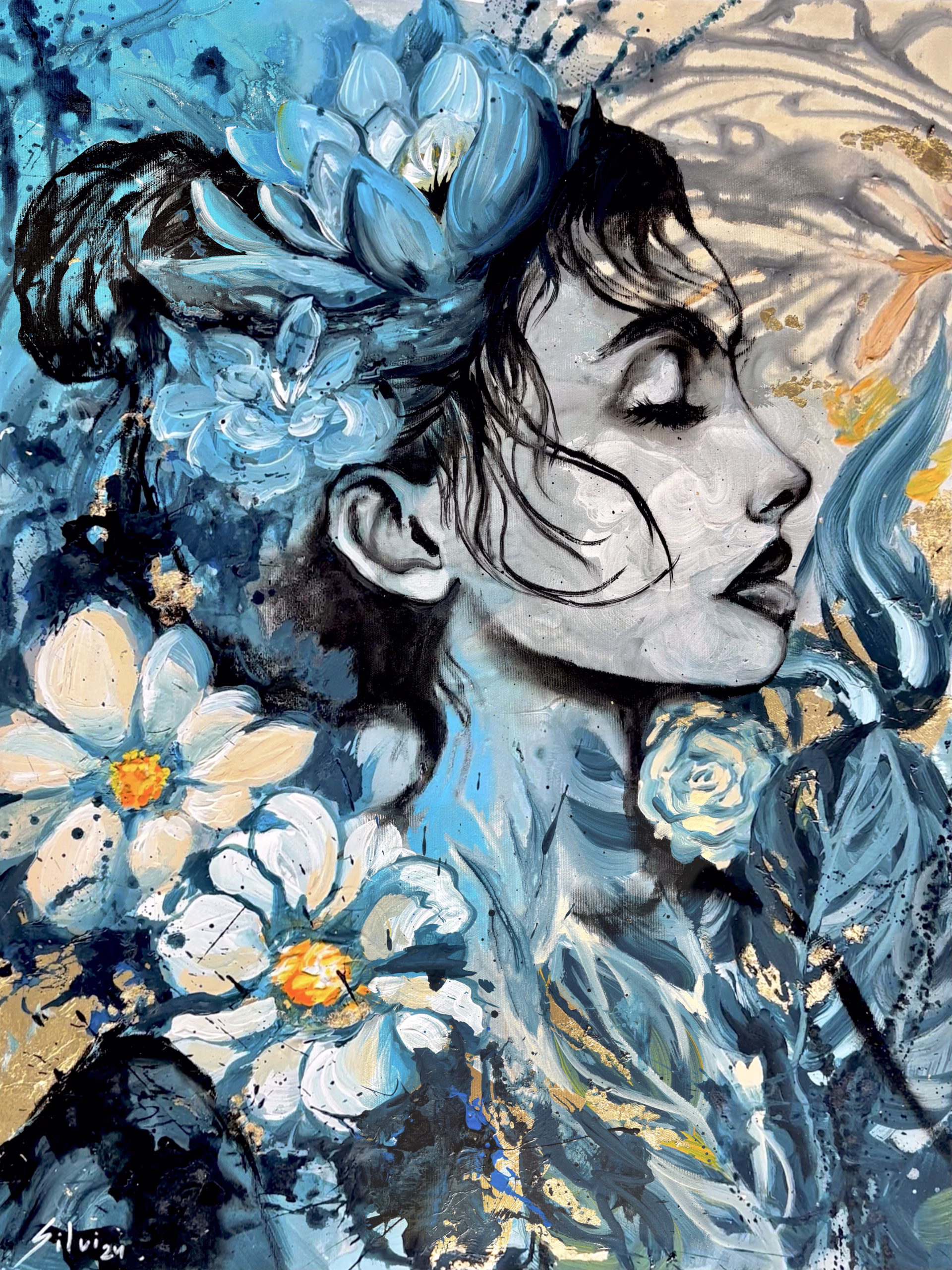 Gentleness - Original painting by SILVI The Artist, Women Era series