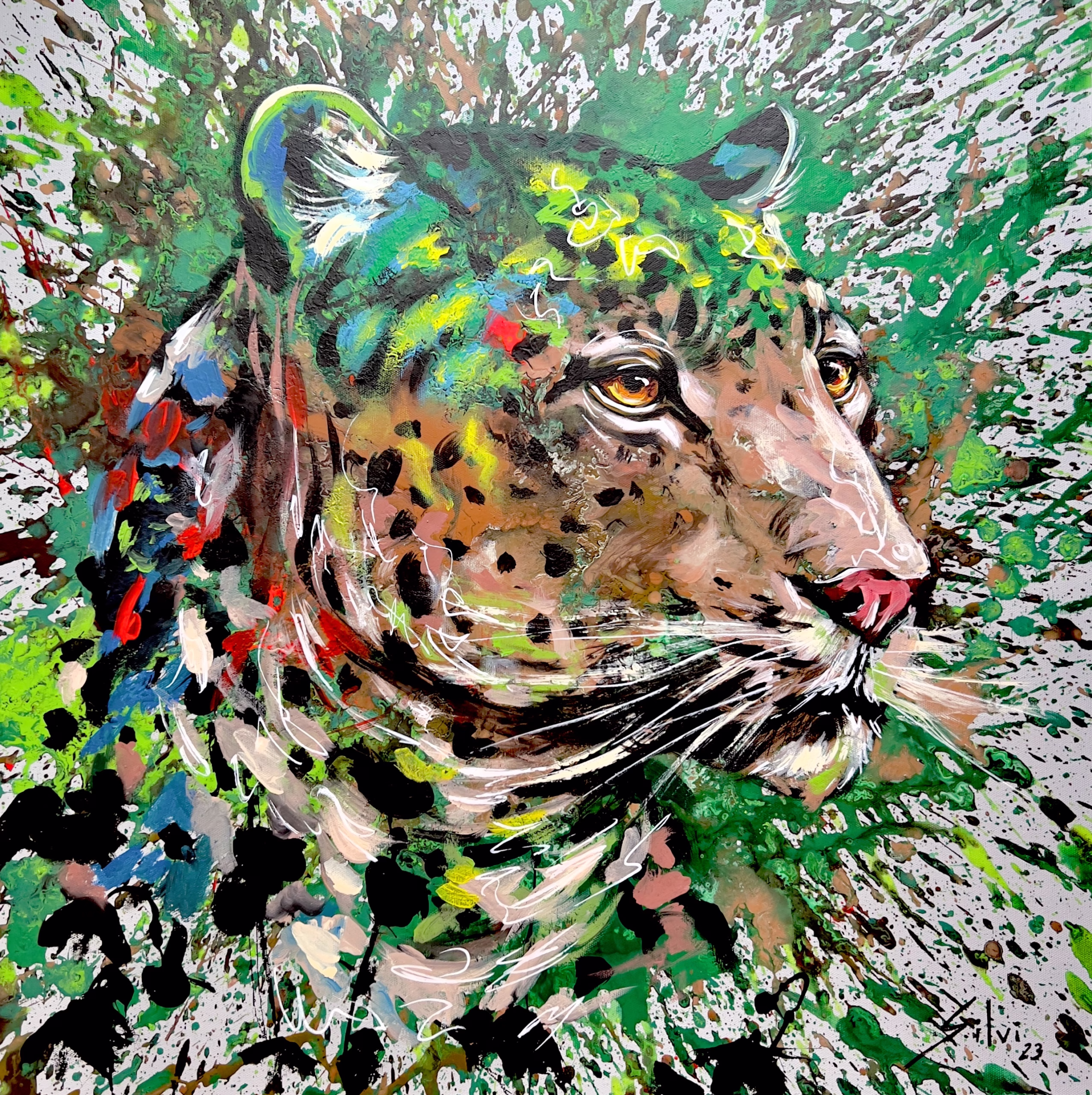 Jaguar - Original painting by SILVI The Artist, Mix series