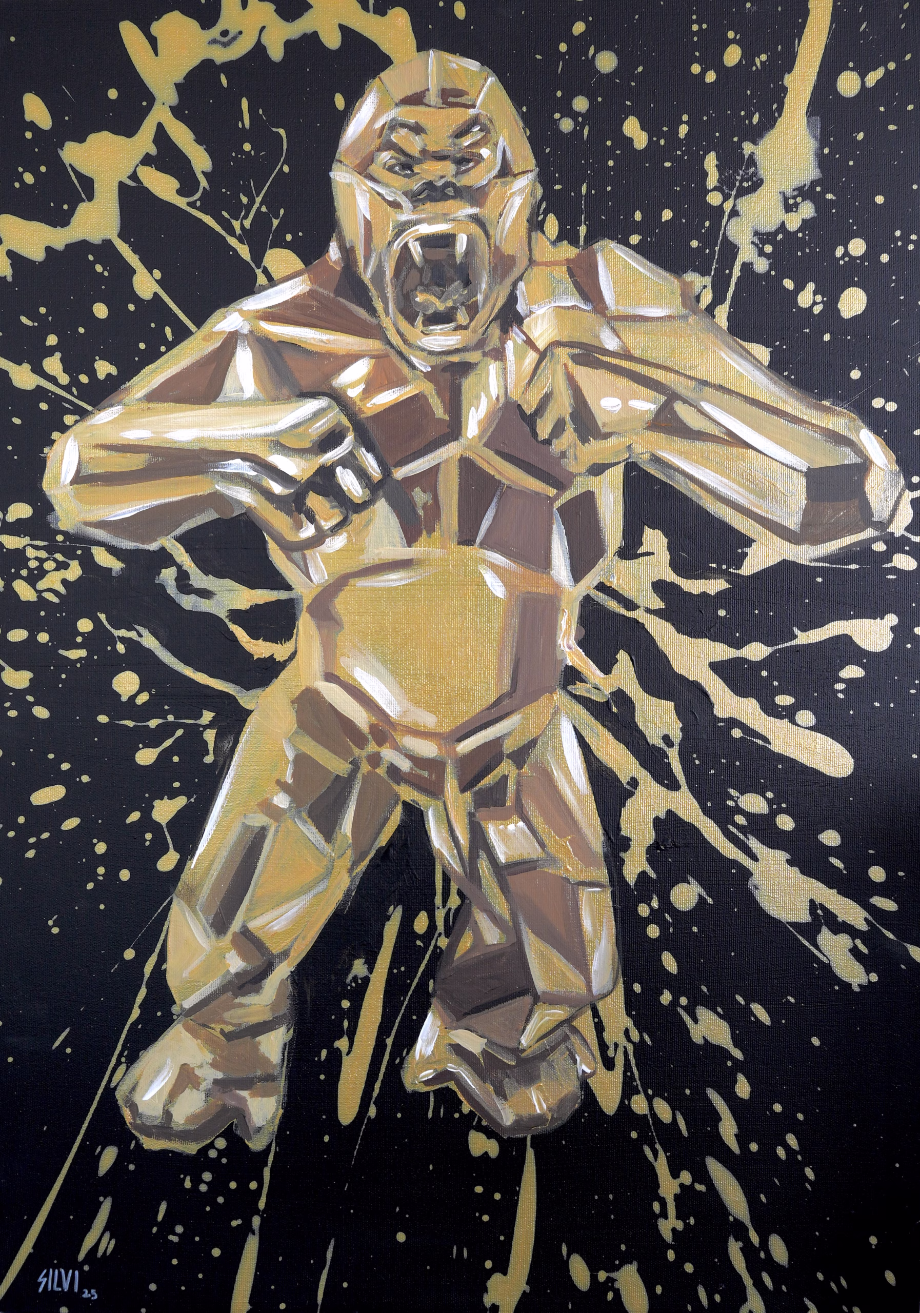 King Kong Gold - Original painting by SILVI The Artist, Mix series