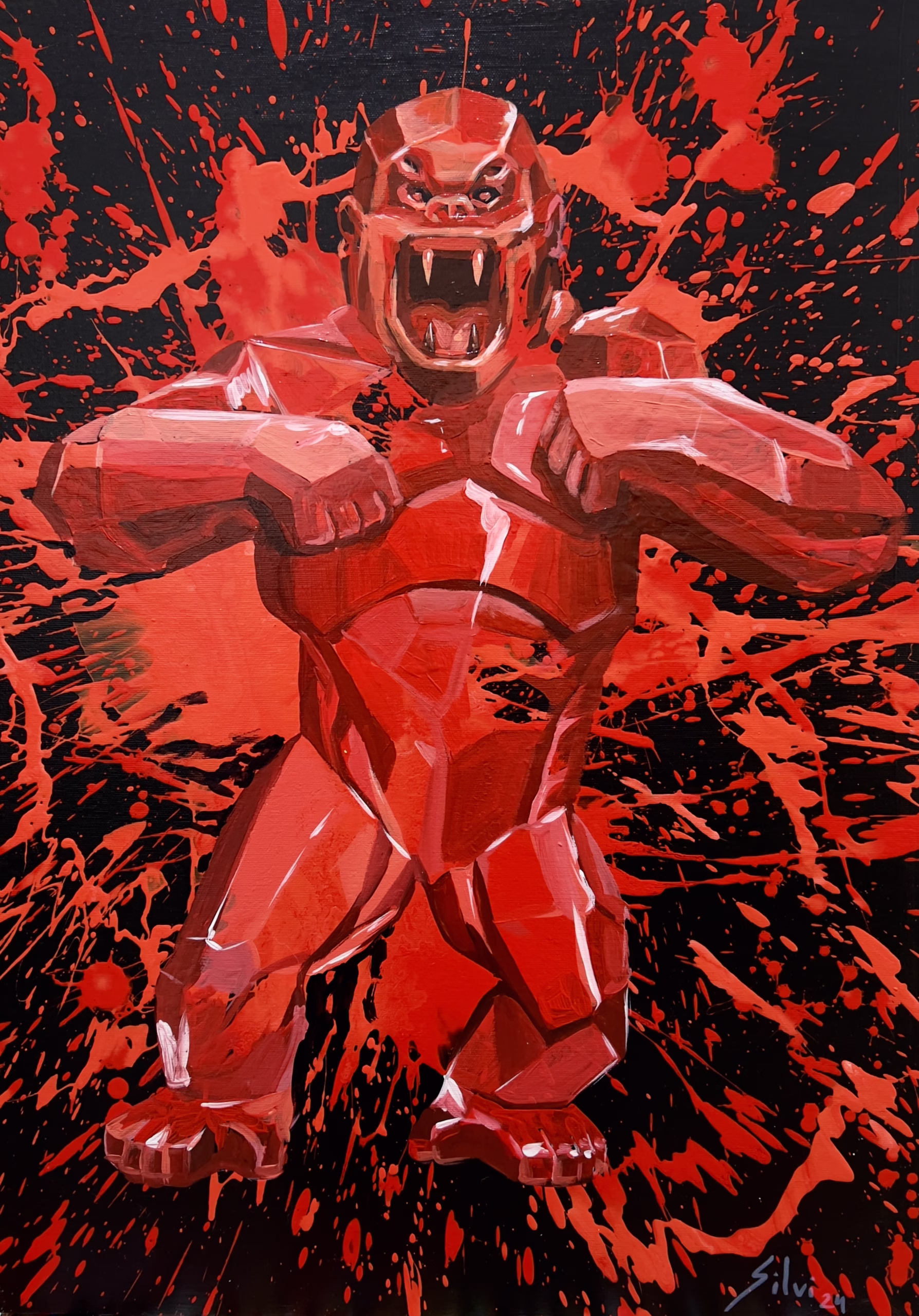 King Kong Red - Original painting by SILVI The Artist, Mix series