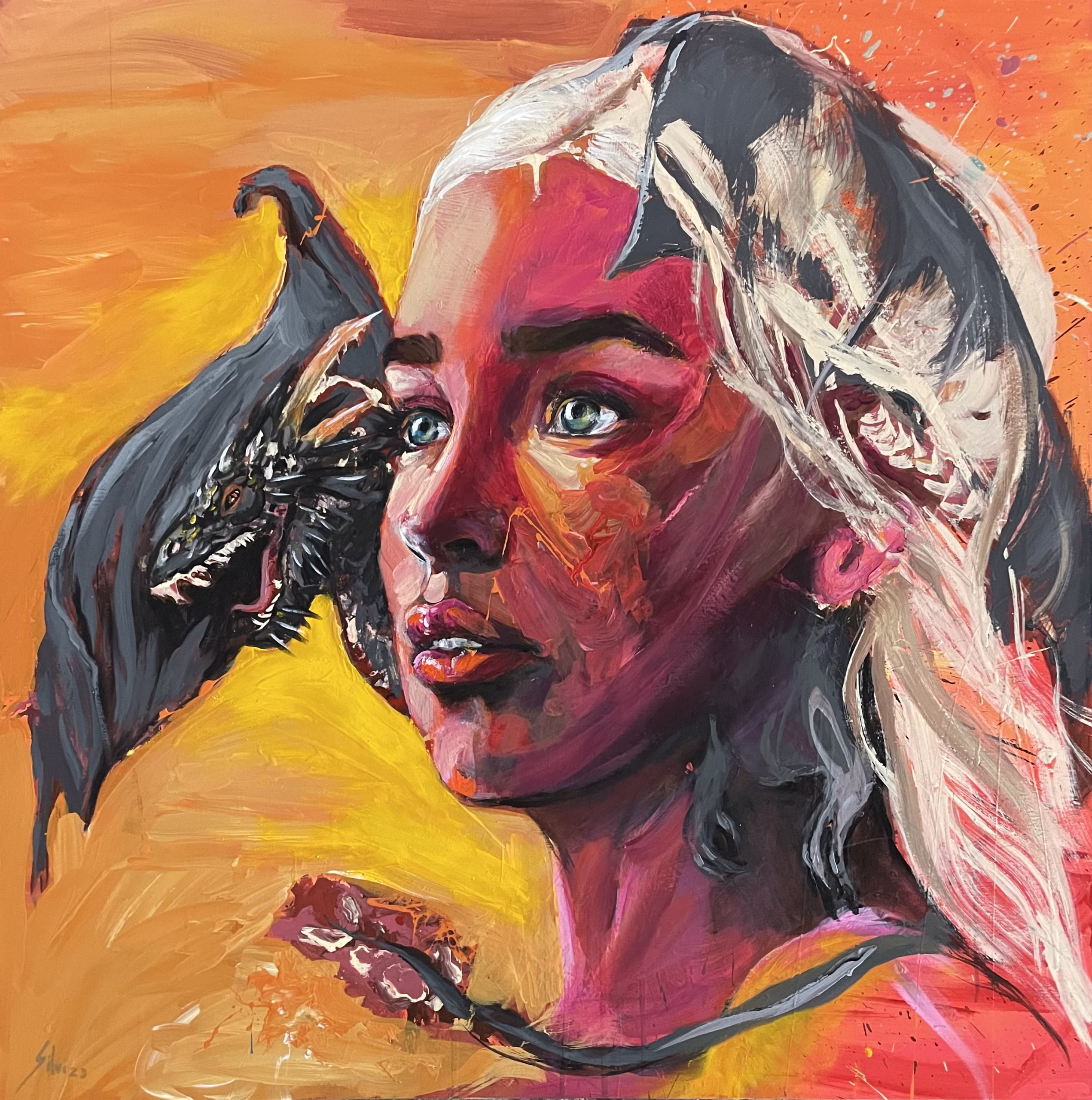 Mother of Dragons - Original painting by SILVI The Artist, Women Era series