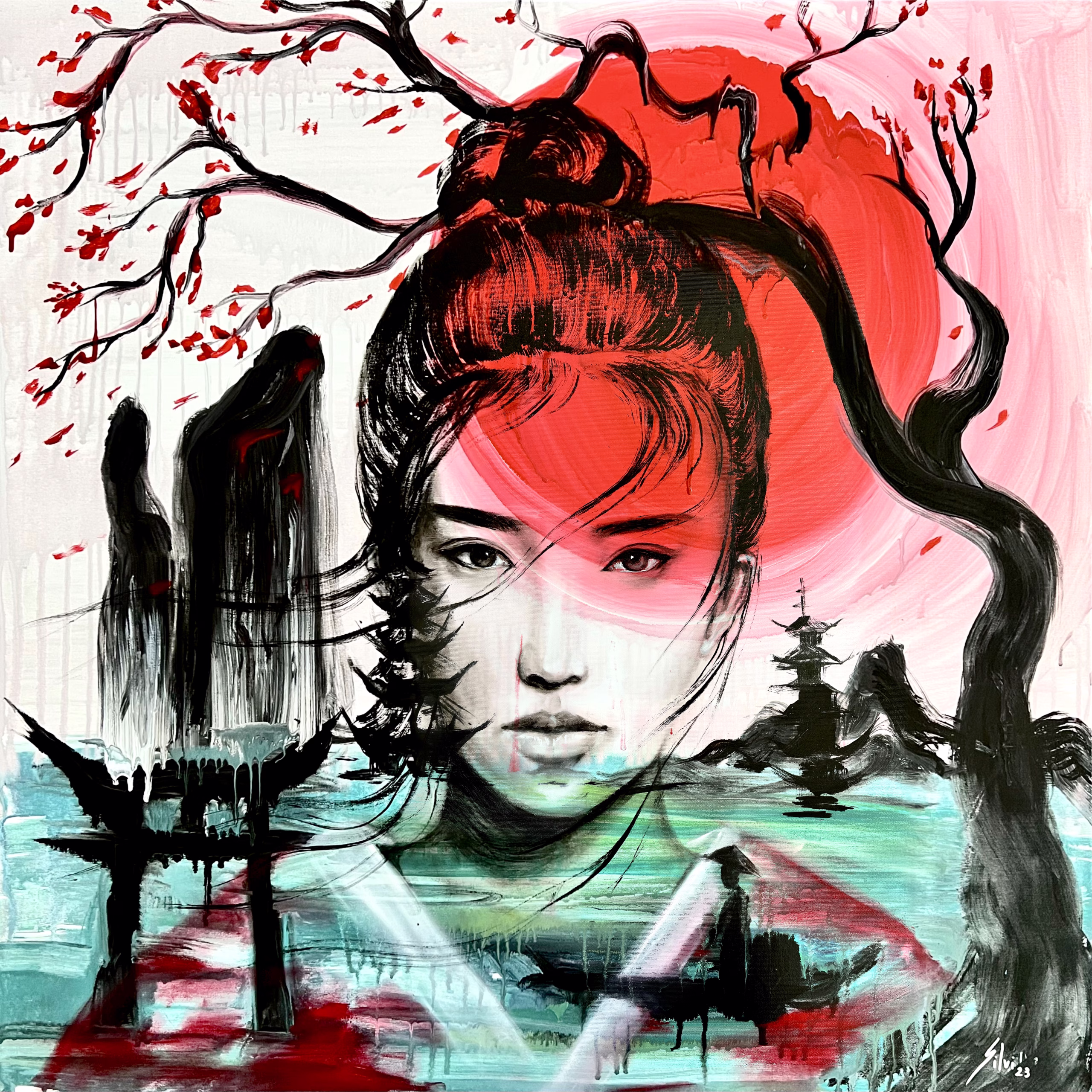 Mulan - Original painting by SILVI The Artist, Women Era series