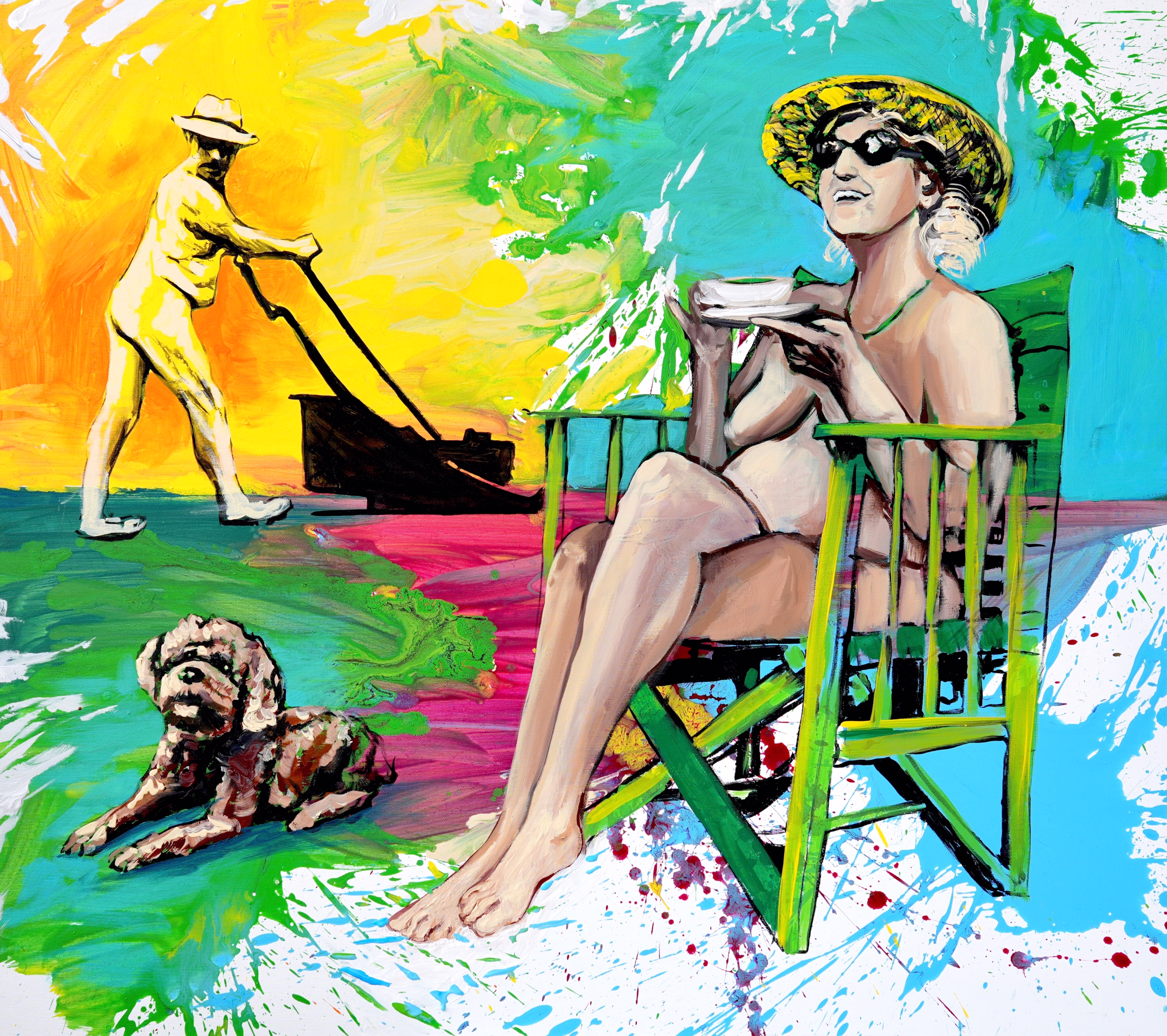 On The Lawn - Original painting by SILVI The Artist, Mix series