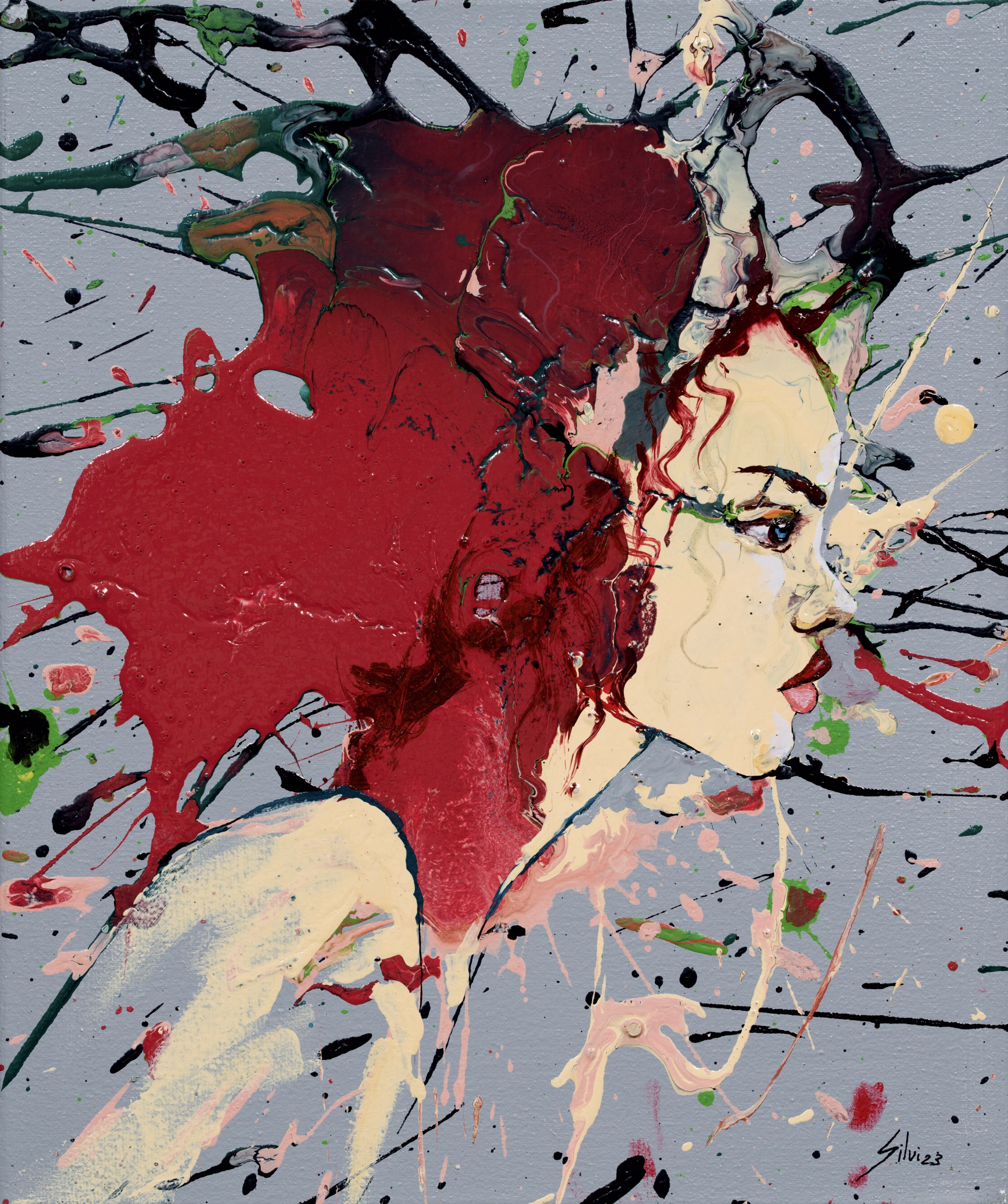 Red Headed - Original painting by SILVI The Artist, Nature Instincts series