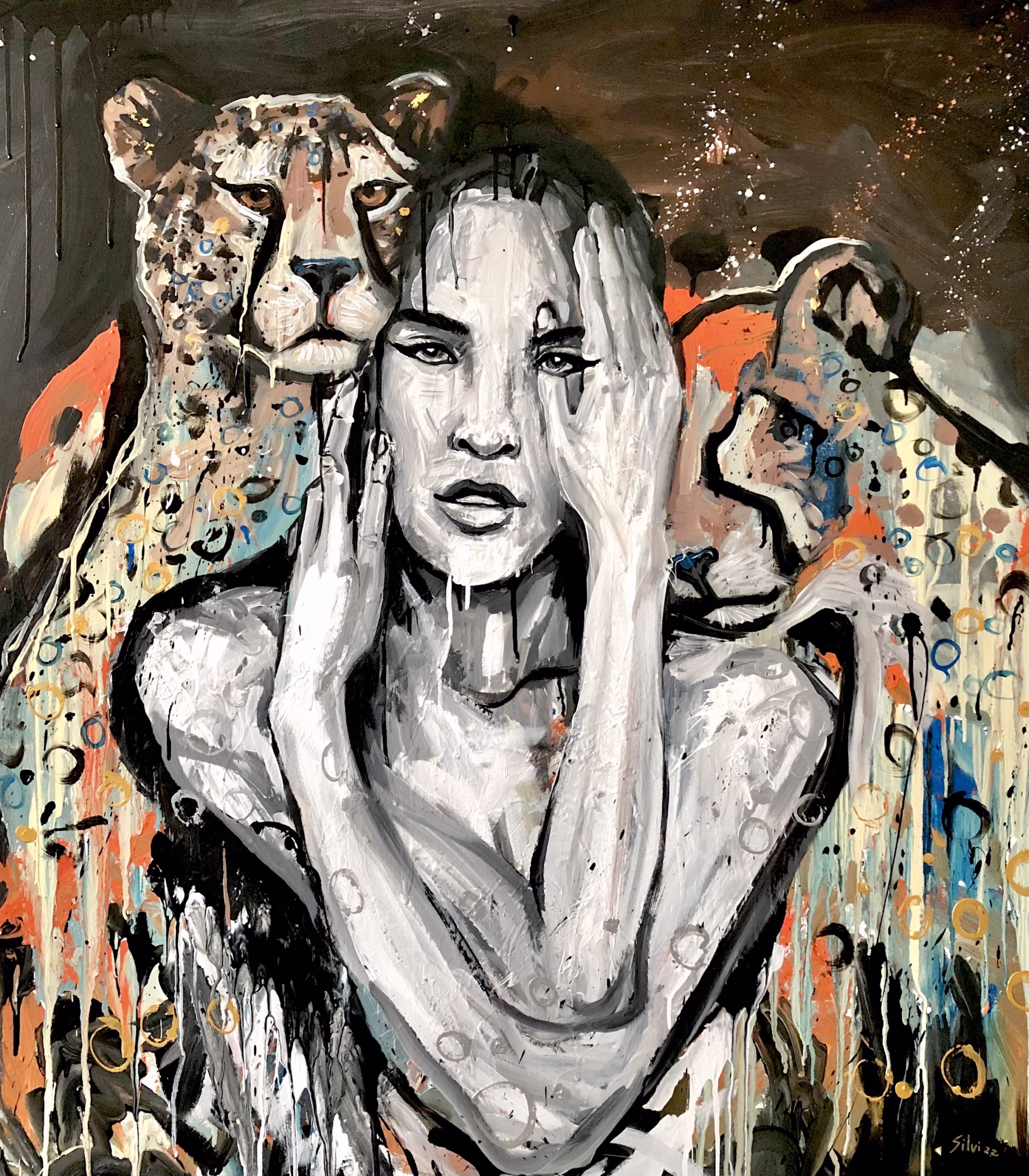 She Cheetah - Original painting by SILVI The Artist, Women Era series