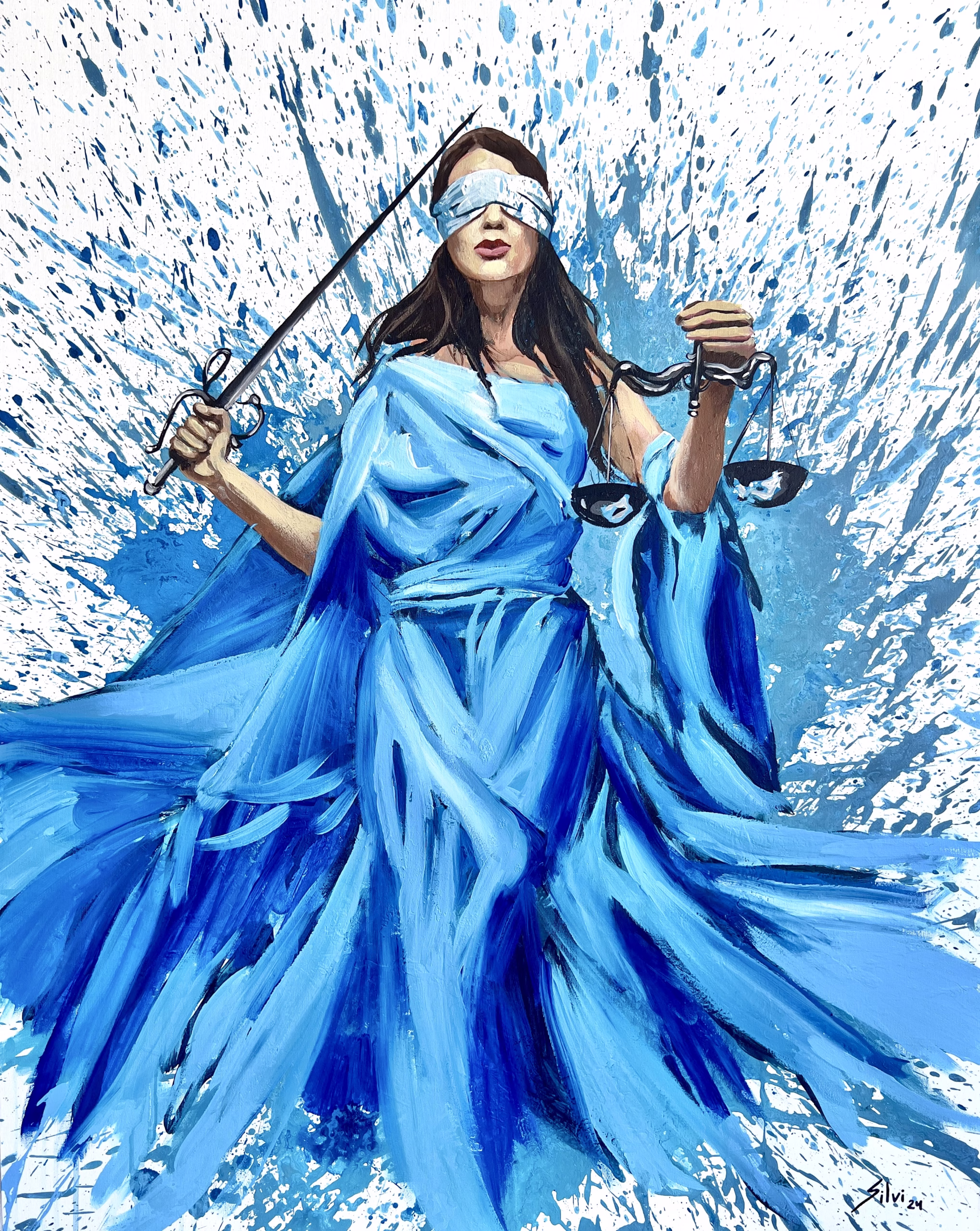 Temida - Original painting by SILVI The Artist, Women Era series