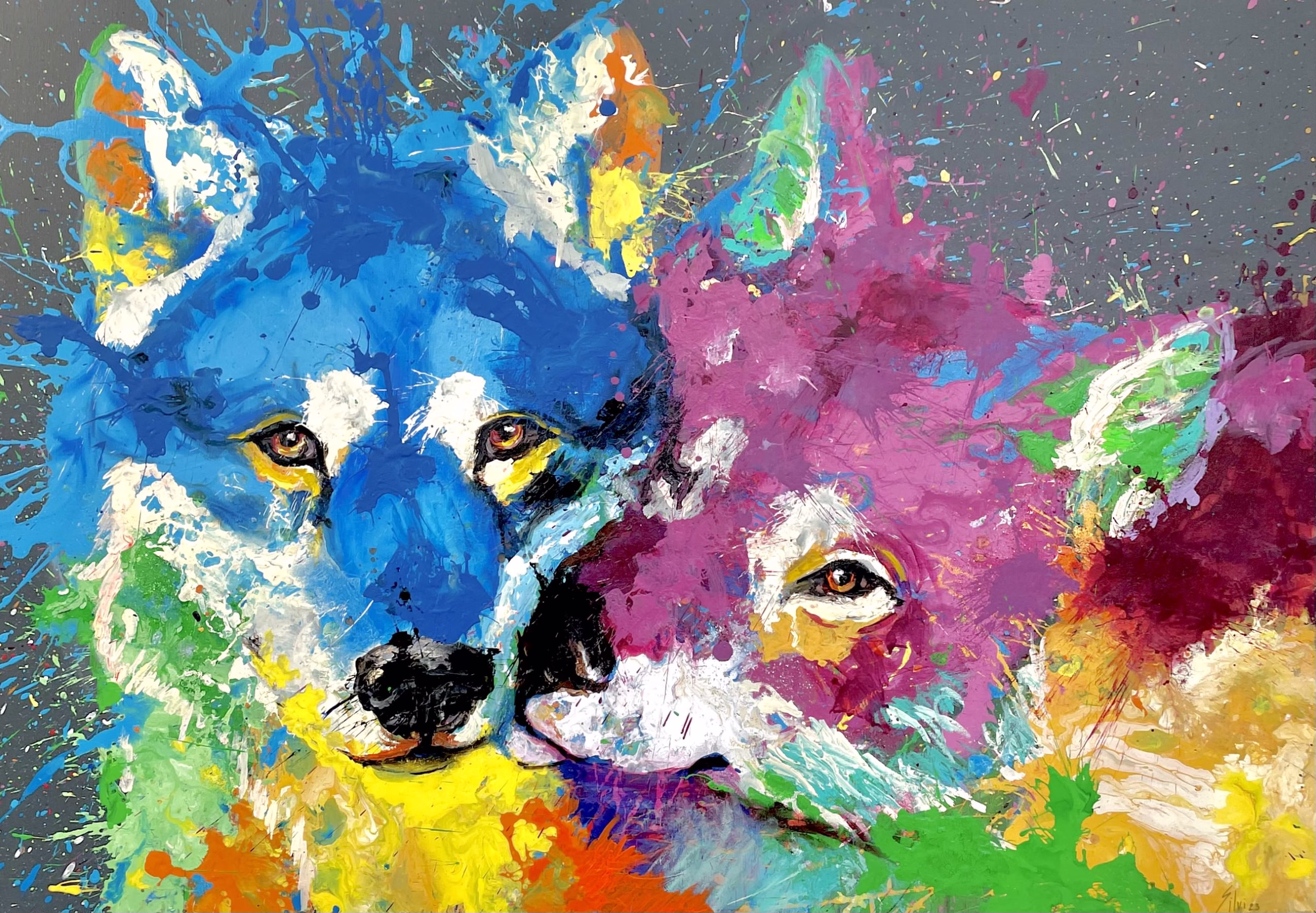 Wolves - Original painting by SILVI The Artist, Mix series